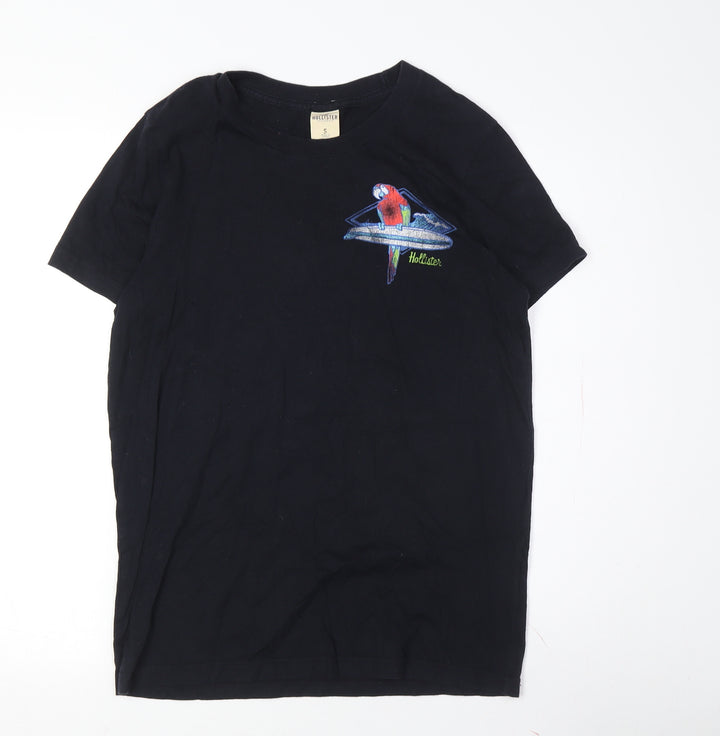 Hollister Black Embroidered T-Shirt Unisex S