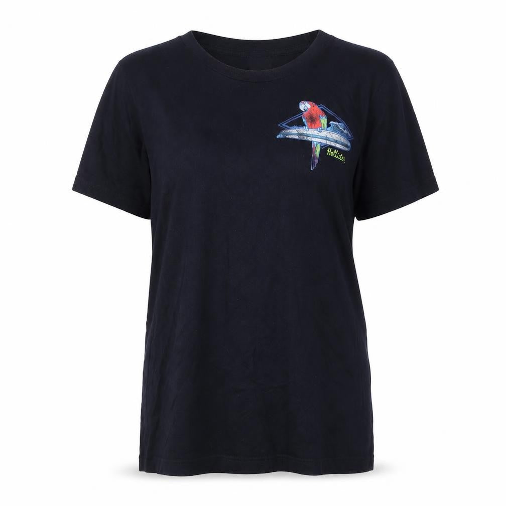 Hollister Black Embroidered T-Shirt Unisex S