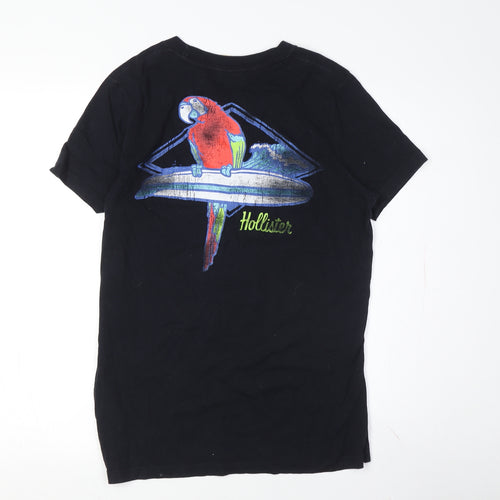 Hollister Black Embroidered T-Shirt Unisex S