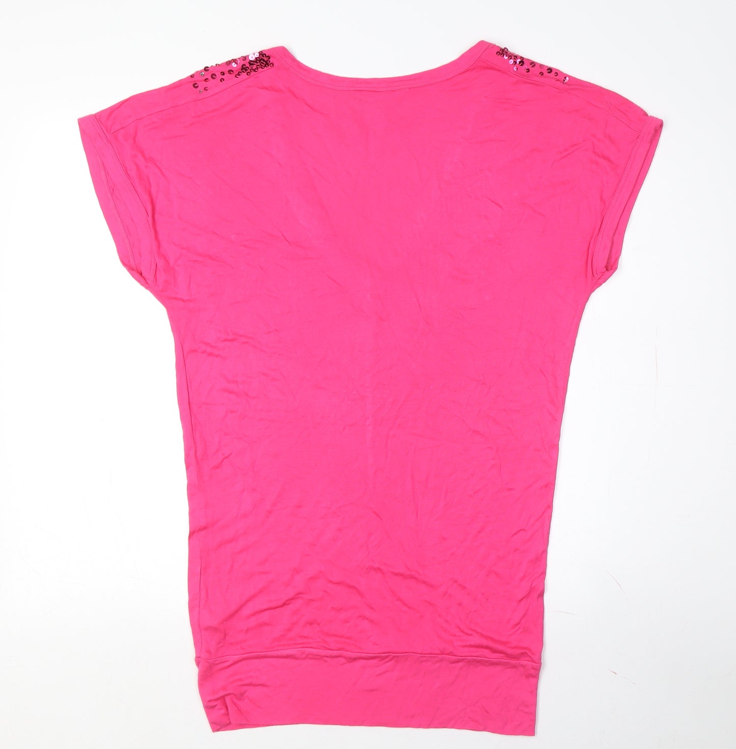 Red Herring Women's Pink Sequin V-Neck T-Shirt