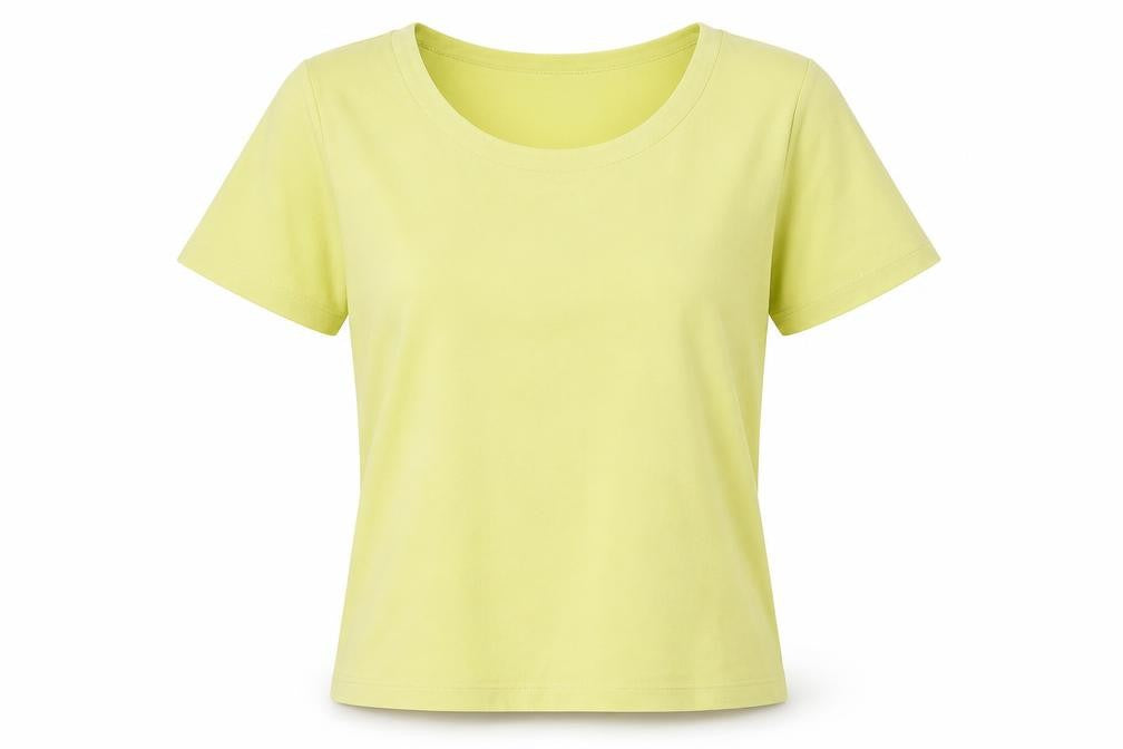 Front view of Country Casuals Women's Medium Yellow Cotton T-Shirt Casual