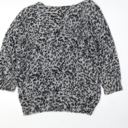 David Emanuel Women's Grey Animal Print Pullover Jumper