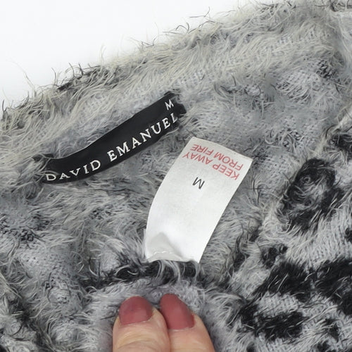 David Emanuel Women's Grey Animal Print Pullover Jumper