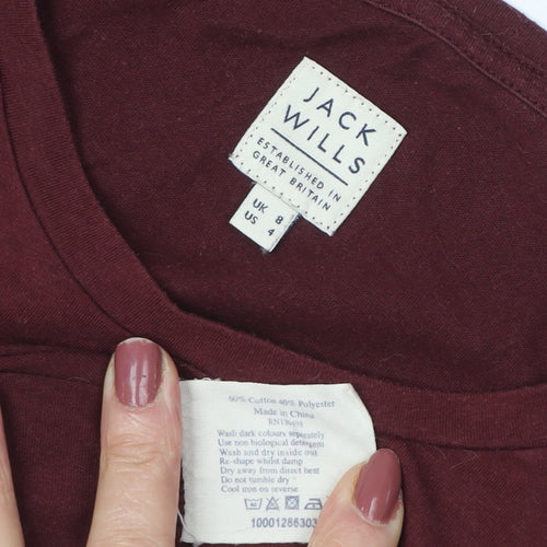 Jack Wills Womens Red T-Shirt Size 8 Basic Casual