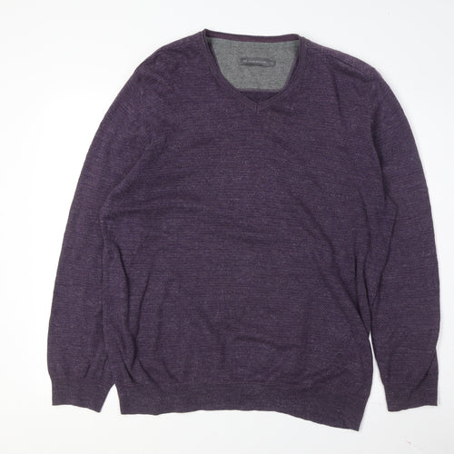 RJR. John Rocha Men's Purple V-Neck Pullover Jumper L