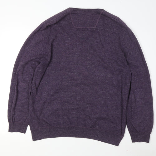 RJR. John Rocha Men's Purple V-Neck Pullover Jumper L