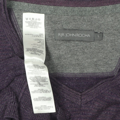 RJR. John Rocha Men's Purple V-Neck Pullover Jumper L