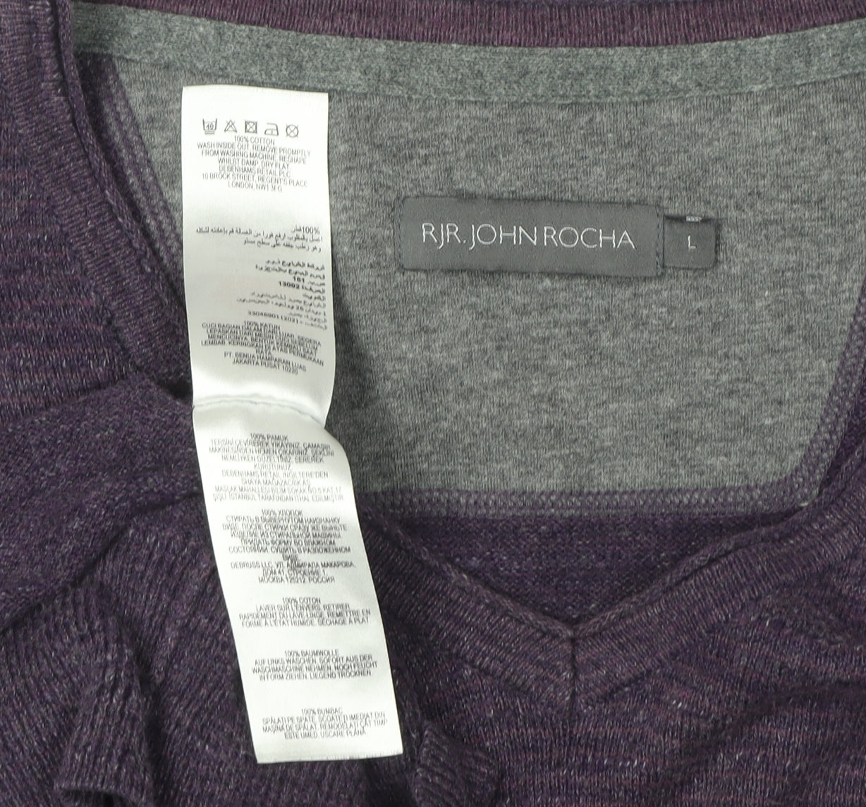 RJR. John Rocha Men's Purple V-Neck Pullover Jumper L