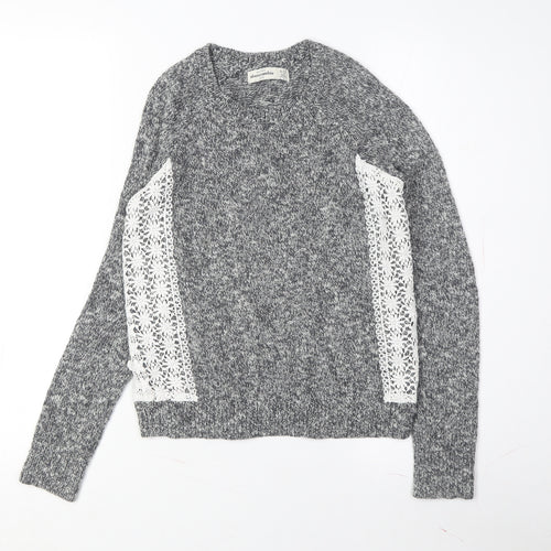 Abercrombie Women's Grey Lace Knit Pullover Jumper L