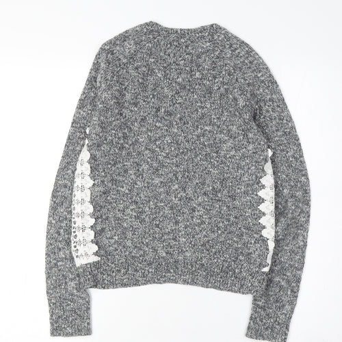 Abercrombie Women's Grey Lace Knit Pullover Jumper L