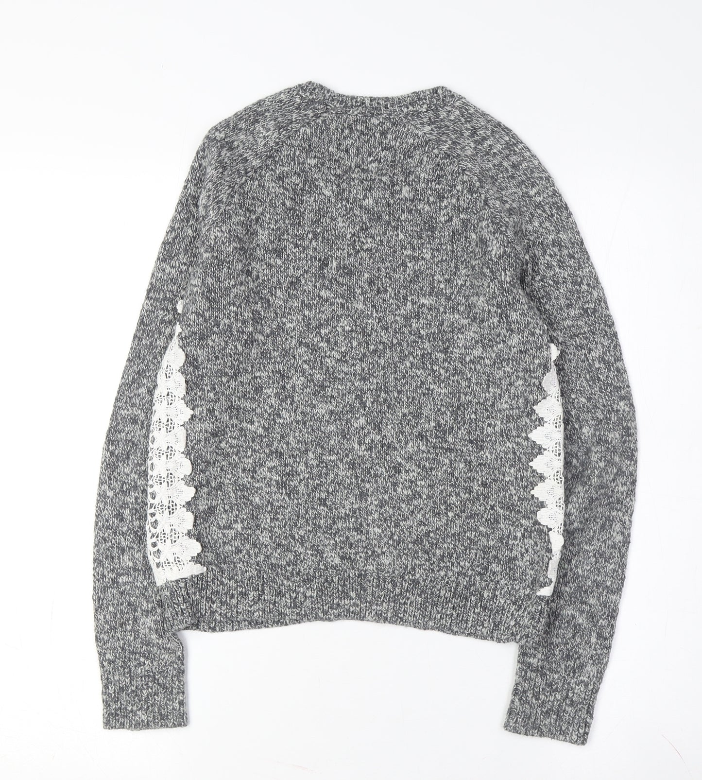 Abercrombie Women's Grey Lace Knit Pullover Jumper L
