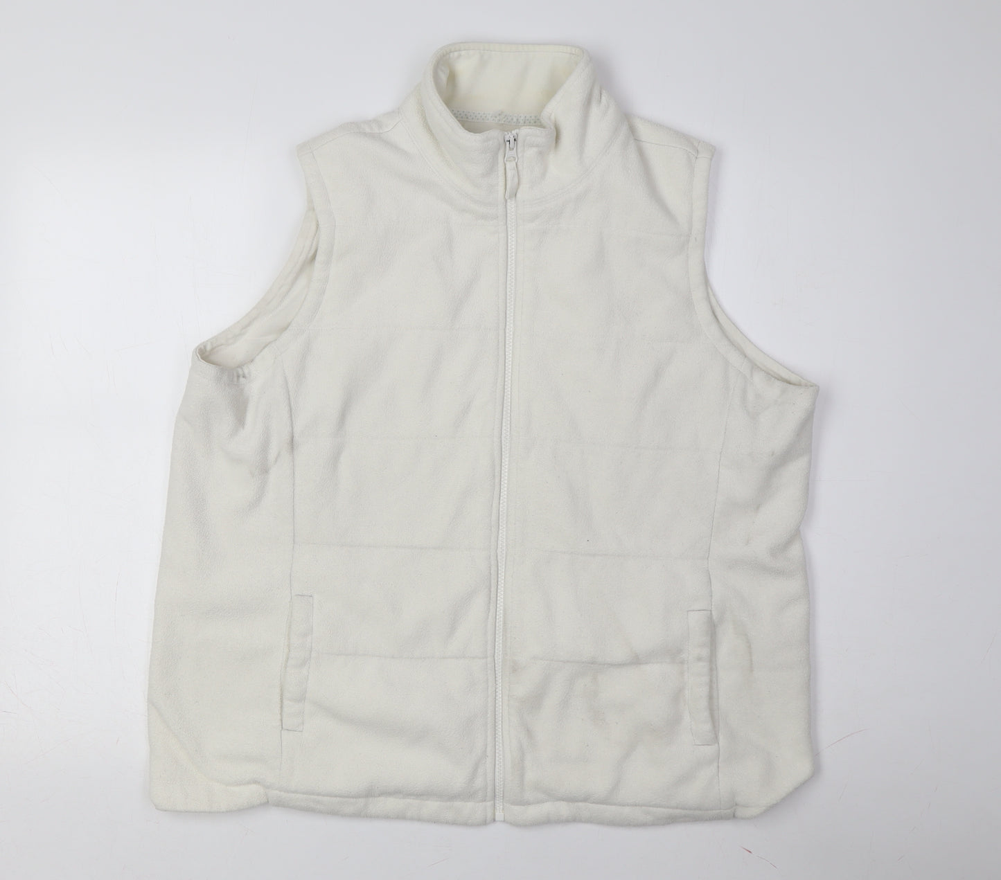 Lands' End Women's Ivory Fleece Waistcoat XL