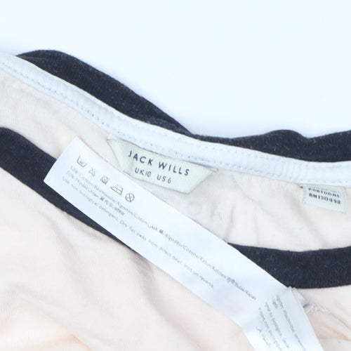 Jack Wills Women's Beige Crew Neck Ringer T-Shirt Size 10