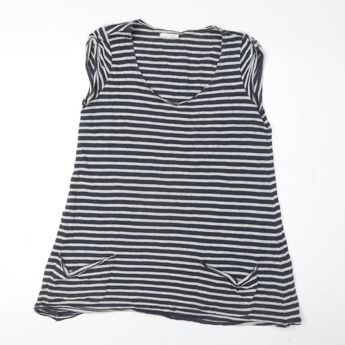 White Stuff Women's Black Striped Sleeveless T-Shirt XS