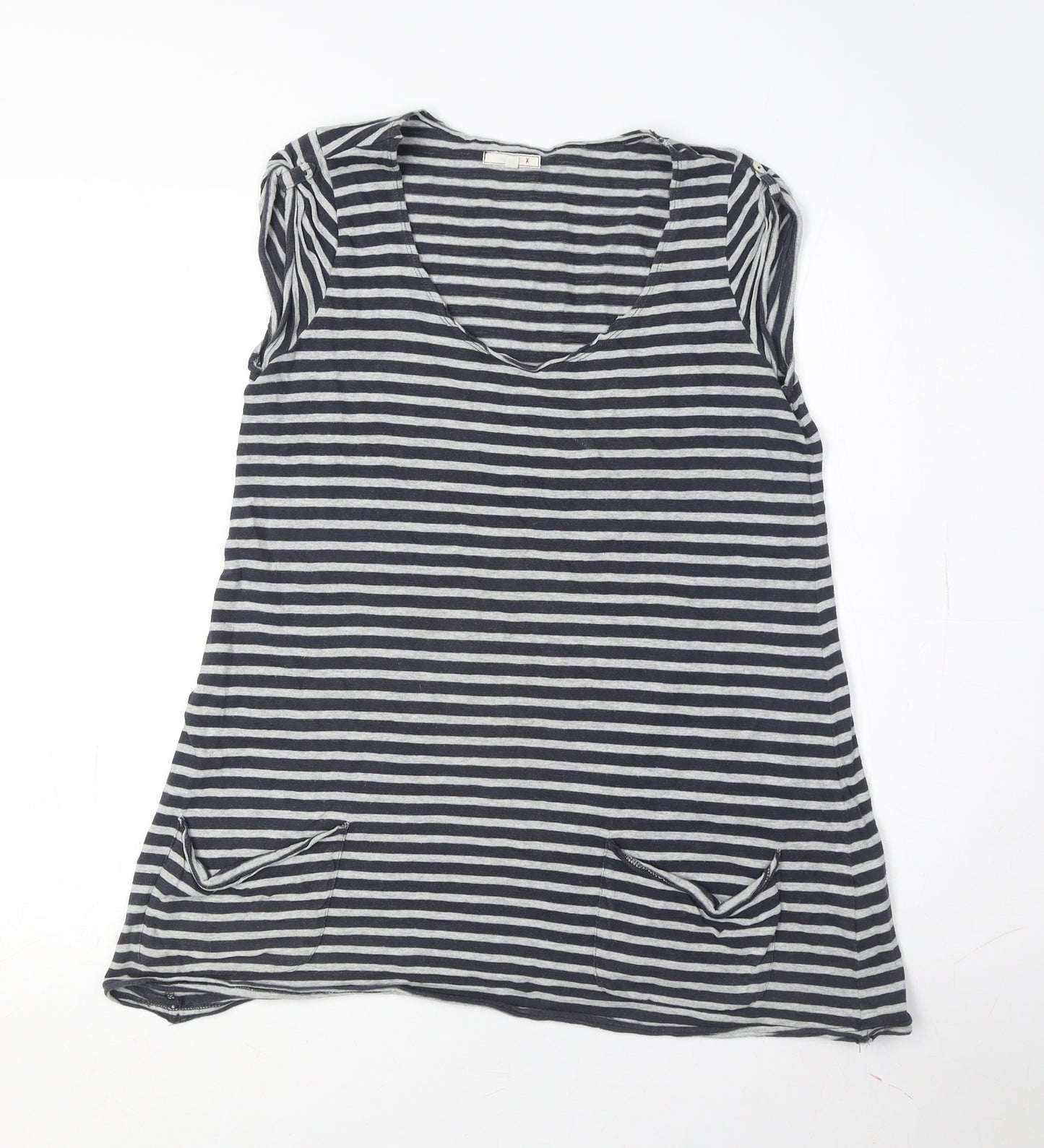 White Stuff Women's Black Striped Sleeveless T-Shirt XS