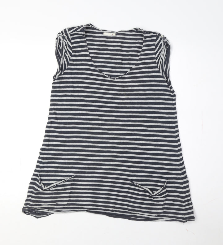 White Stuff Women's Black Striped Sleeveless T-Shirt XS