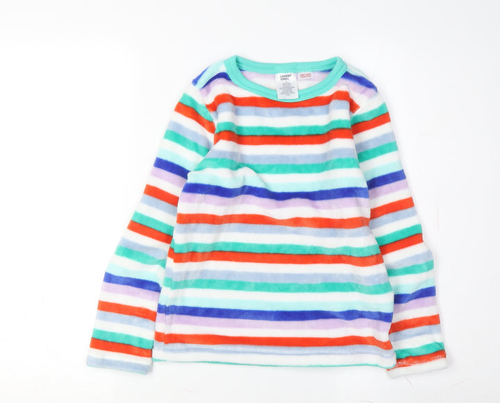 Lands' End Boys Multicoloured Striped Fleece Pullover Sweatshirt