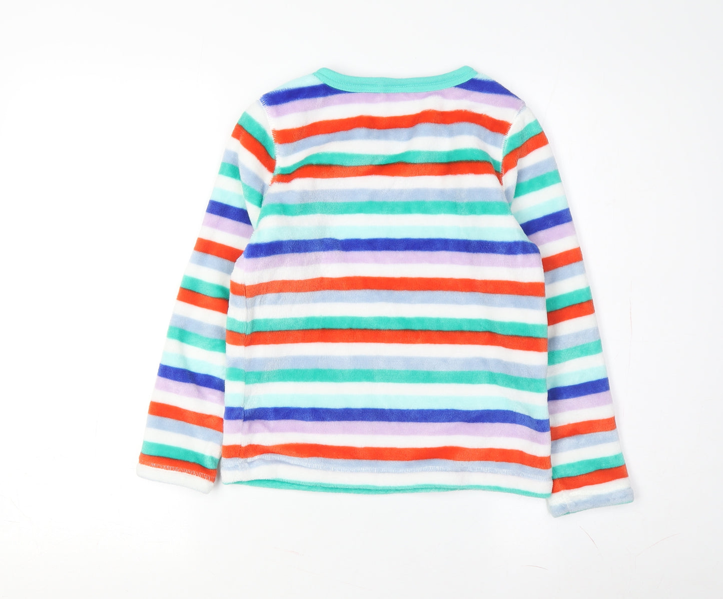 Lands' End Boys Multicoloured Striped Fleece Pullover Sweatshirt