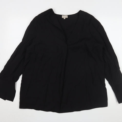 KLEY Women's Black Blouse Size 12 V-Neck Long Sleeve