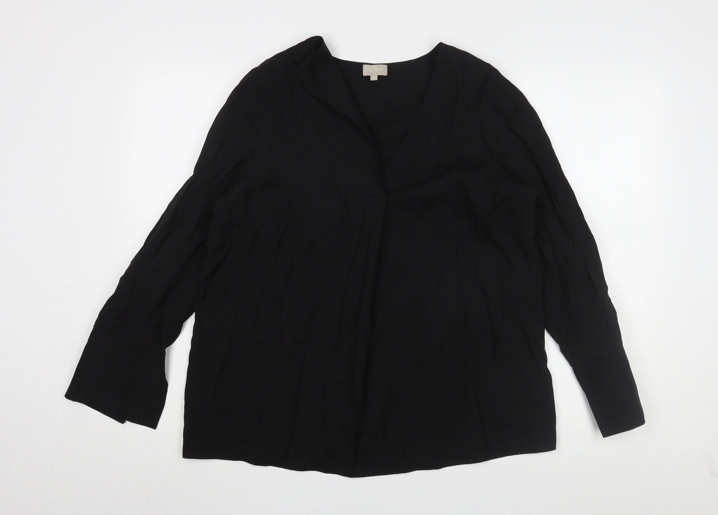 KLEY Women's Black Blouse Size 12 V-Neck Long Sleeve