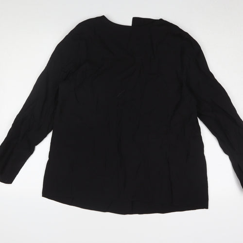 KLEY Women's Black Blouse Size 12 V-Neck Long Sleeve