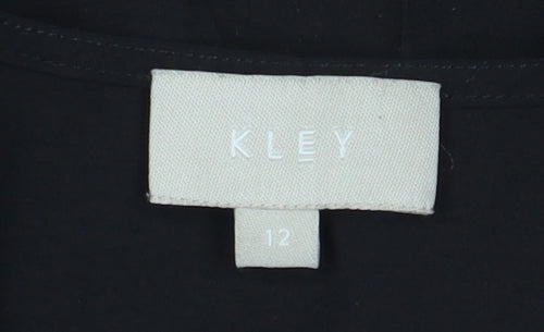 KLEY Women's Black Blouse Size 12 V-Neck Long Sleeve