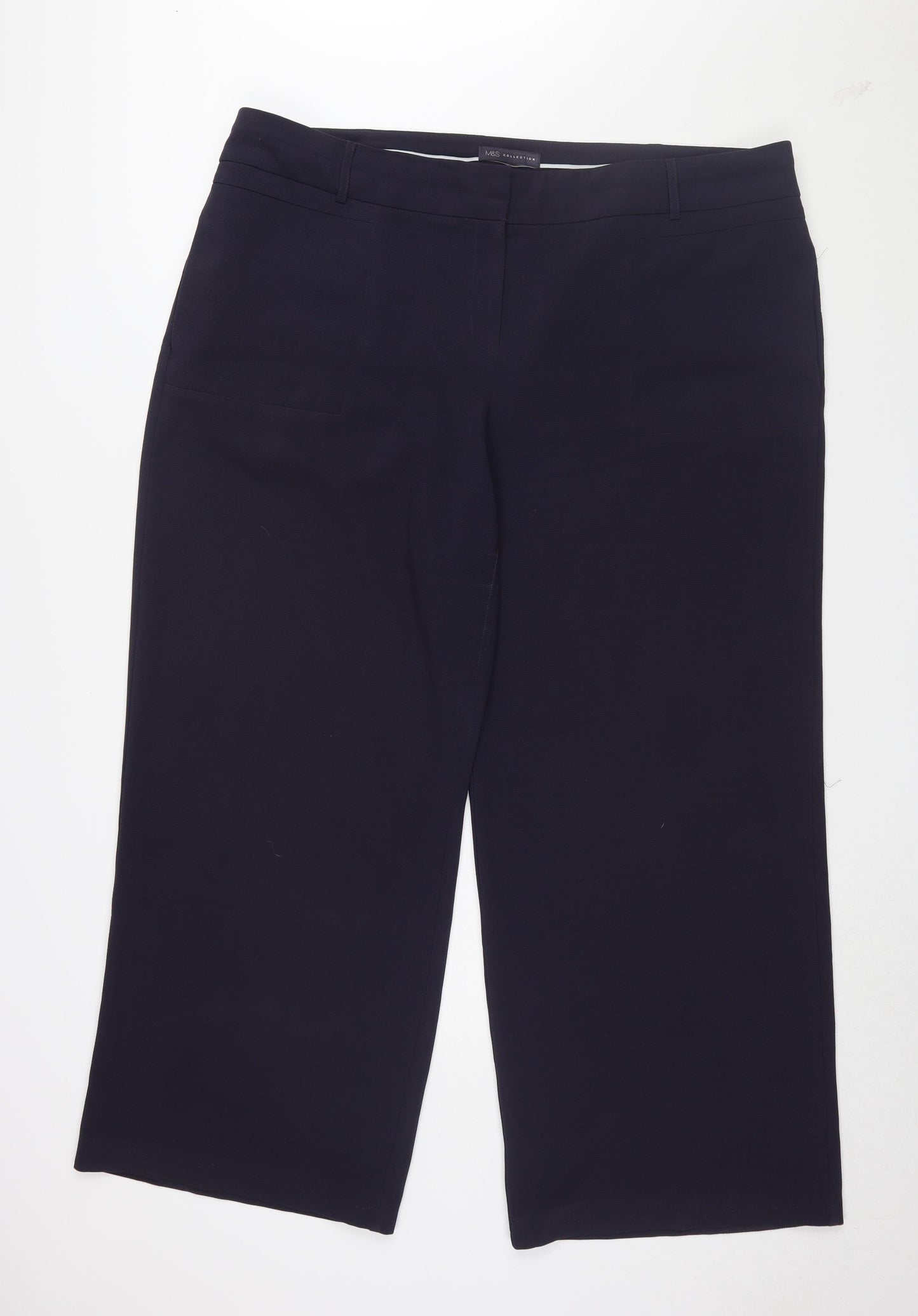 Marks and Spencer Women's Black Trousers, Size 14, Flat Front, Business Casual