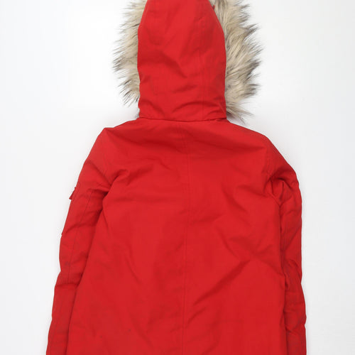 New Look Women's Red Parka Jacket Size 8 with Hood