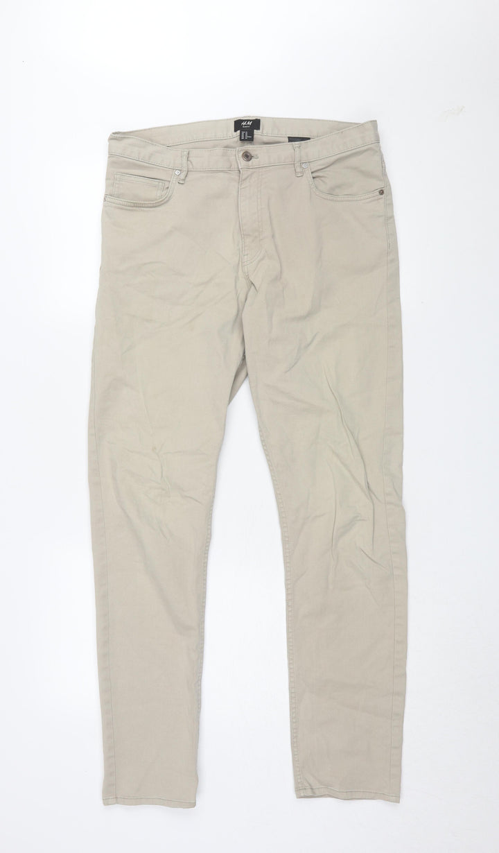 H&M Beige Slim Fit Jeans Unisex Adults Size 4
