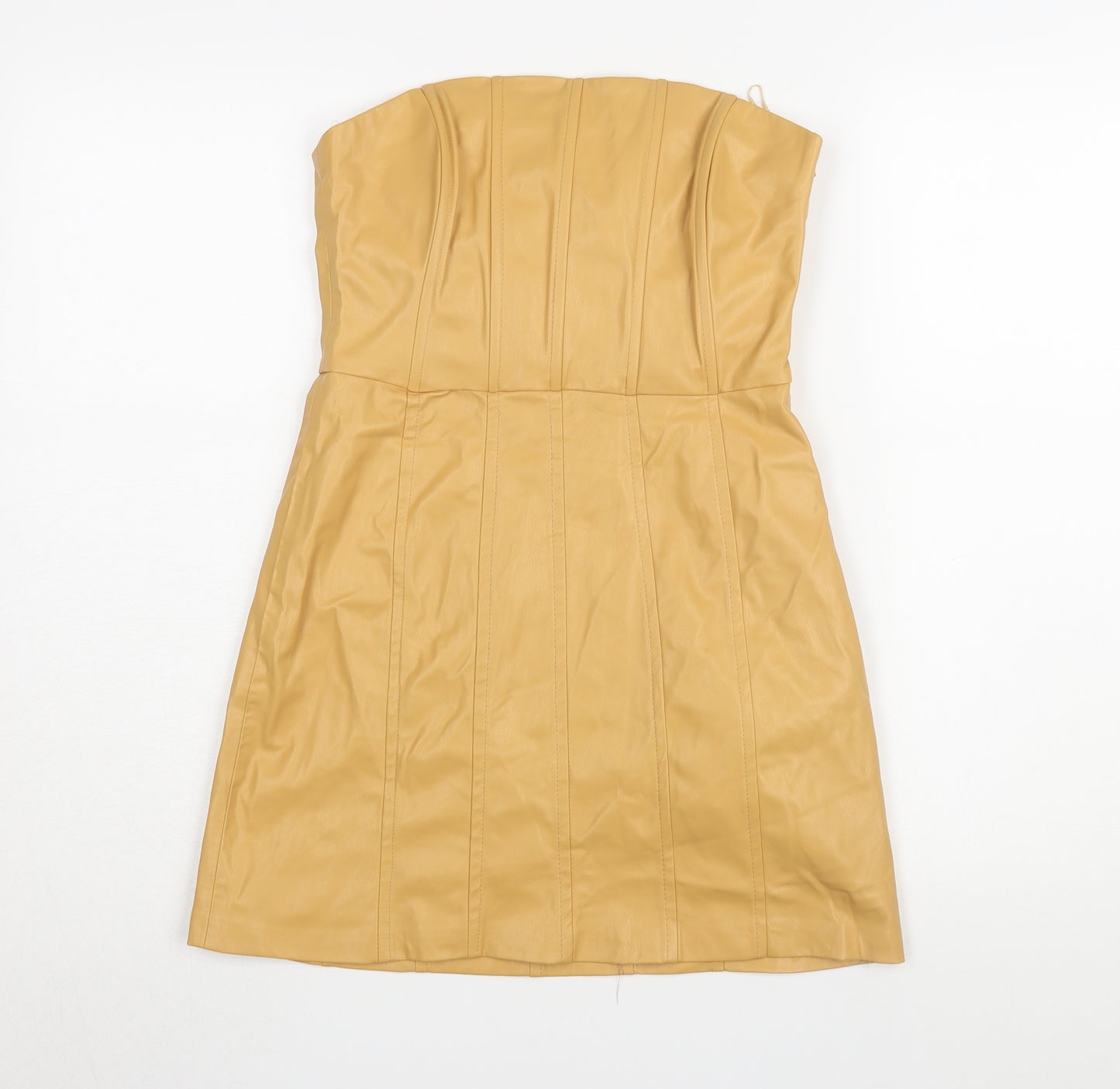 Zara Women Beige Strapless Short Dress M