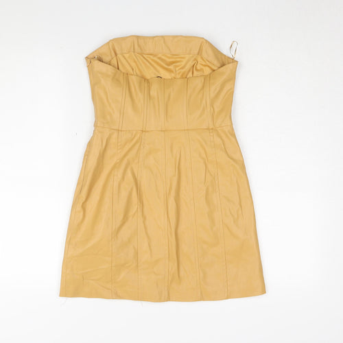 Zara Women Beige Strapless Short Dress M