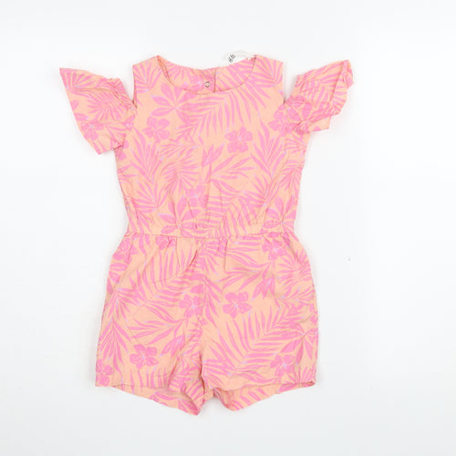 H&M Girls Floral Pink Playsuit - Size 5-6 Yrs