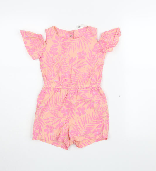 H&M Girls Floral Pink Playsuit - Size 5-6 Yrs