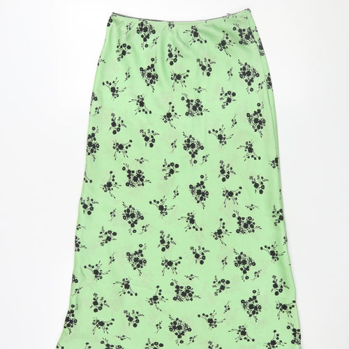 Topshop Women's Green Midi Floral Skirt Size 6