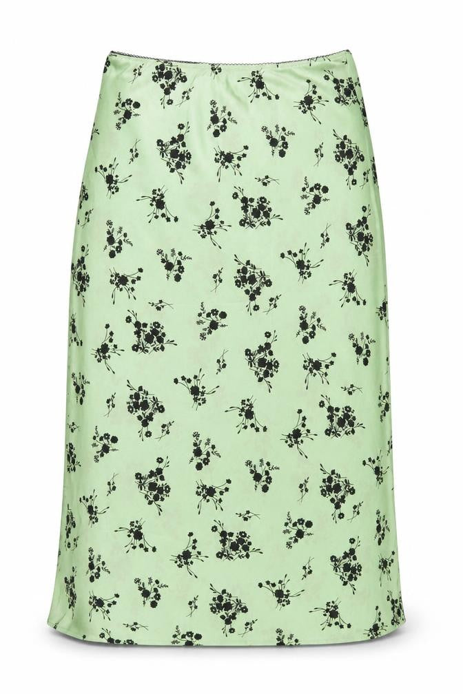 Topshop Women's Green Midi Floral Skirt Size 6