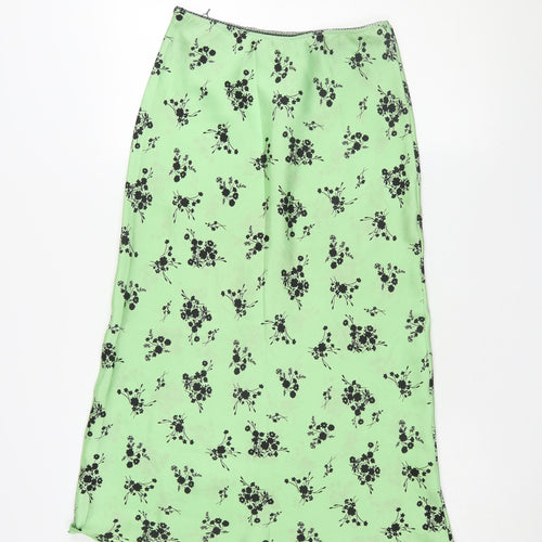 Topshop Women's Green Midi Floral Skirt Size 6