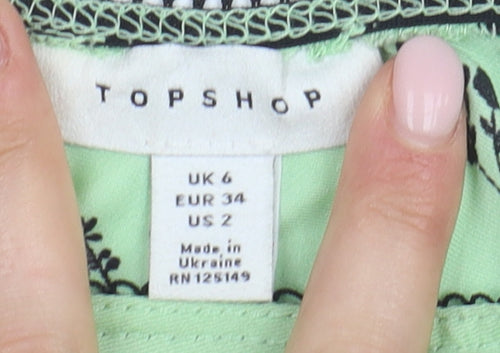 Topshop Women's Green Midi Floral Skirt Size 6