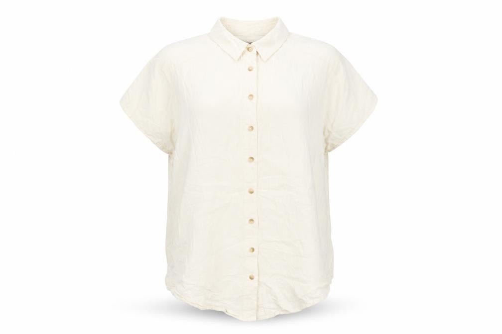Front view of Torrid Women's Beige Button-Up Shirt, size 2