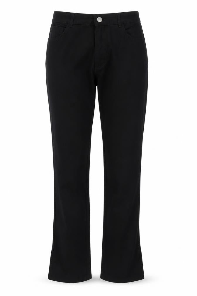 Front view of Monki Women's Black Straight Trousers, size 12