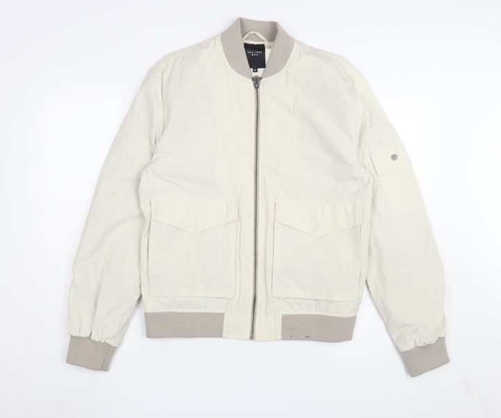 New Look Men's Ivory Bomber Jacket XS Classic Fit