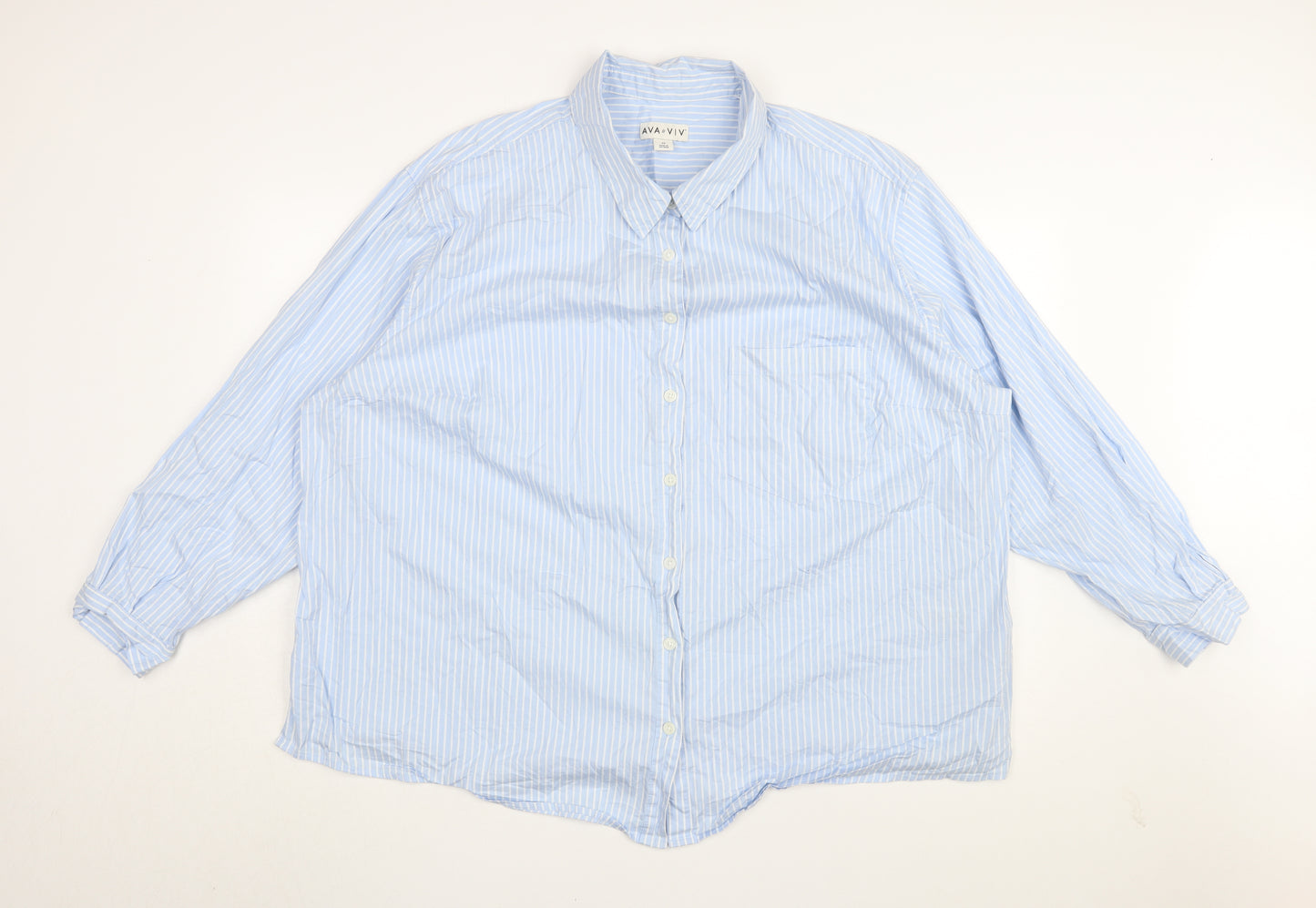 Ava & Viv Unisex Blue Striped Long Sleeve Shirt 2XL