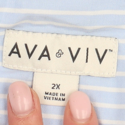 Ava & Viv Unisex Blue Striped Long Sleeve Shirt 2XL
