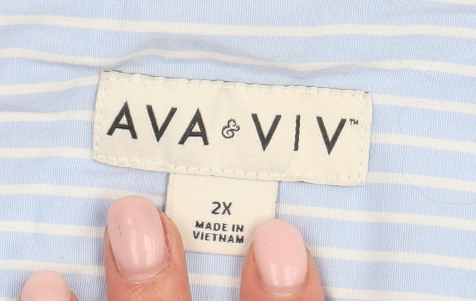 Ava & Viv Unisex Blue Striped Long Sleeve Shirt 2XL
