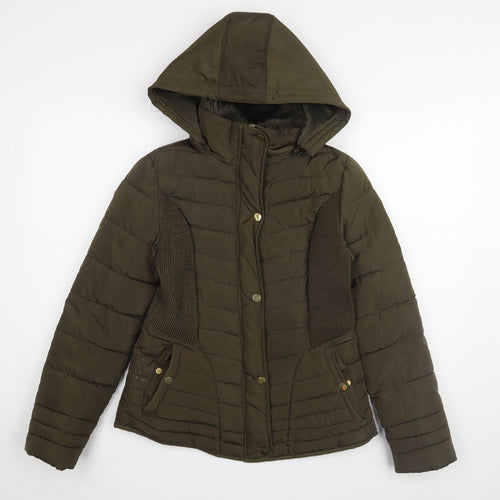 YMI Women's Green Puffer Jacket M Hooded Winter