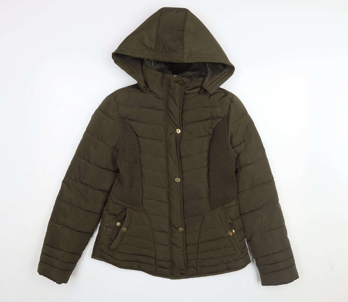 YMI Women's Green Puffer Jacket M Hooded Winter