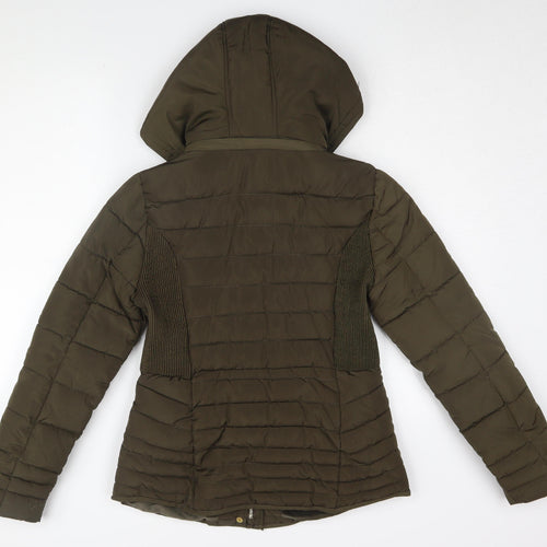 YMI Women's Green Puffer Jacket M Hooded Winter