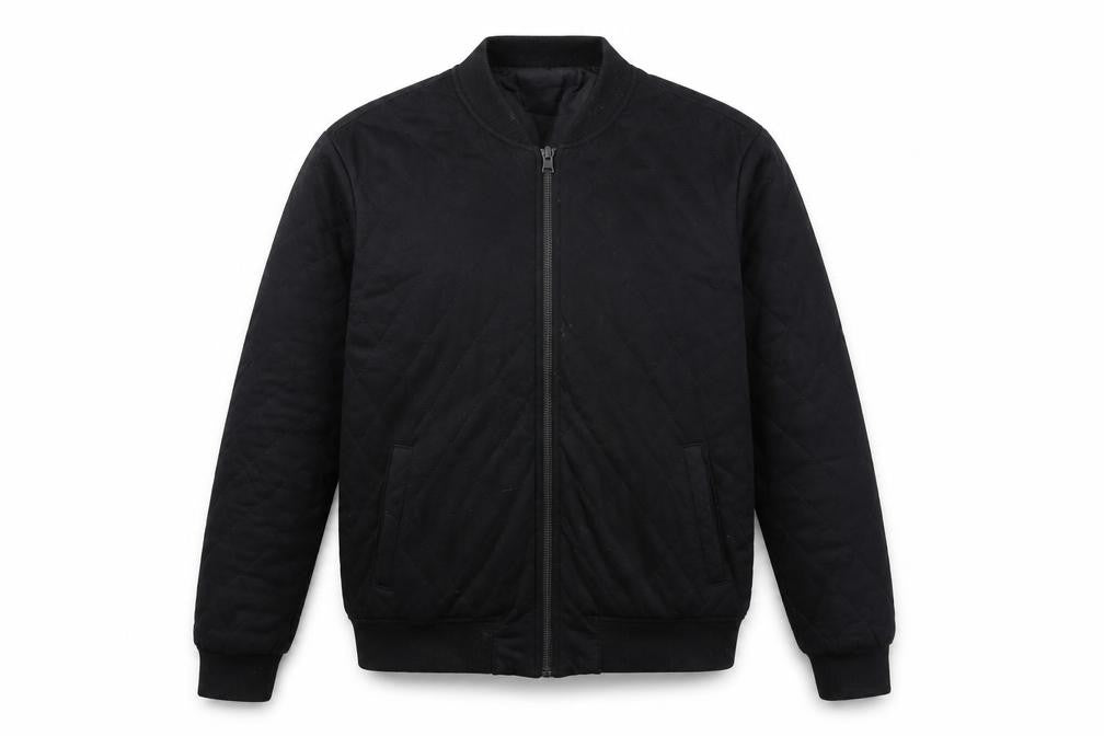 Front view of Zara Men's Black Quilted Jacket, size 18, Casual Wear