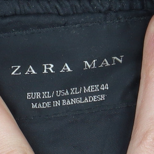 Zara Men's Black Quilted Jacket, Size 18, Casual Wear