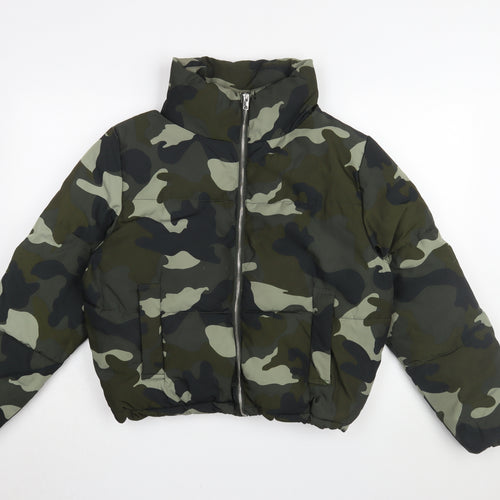 H&M Women’s Green Camouflage Puffer Jacket Size 10