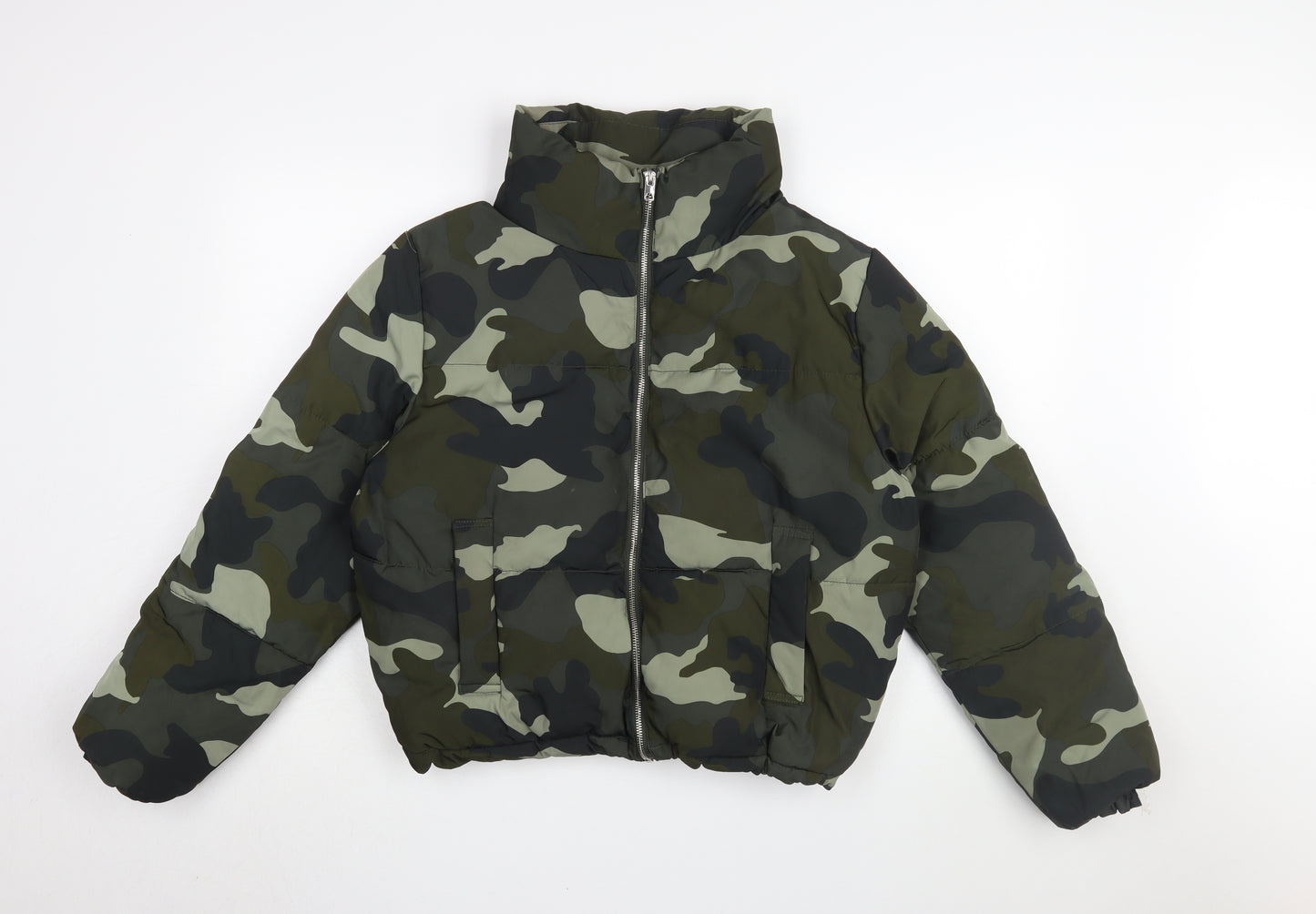 H&M Women’s Green Camouflage Puffer Jacket Size 10